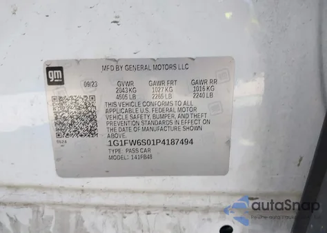 2023 Chevrolet Bolt Ev Fwd 1Lt z USA, uszkodzony, nr VIN 1G1FW6S01P4187494